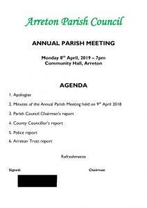 thumbnail of Annual Parish Meeting 2019 agenda